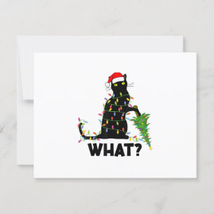 Cartão RSVP Gato Negro Engraçado Puxando Árvore De Natal Por C