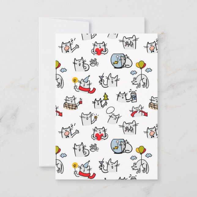 Cartão RSVP Gatos engraçados, leite e magia. (Frente)