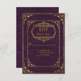 Cartão RSVP Gay Casal Brown Barnwood e Dourado Casamento de Qu