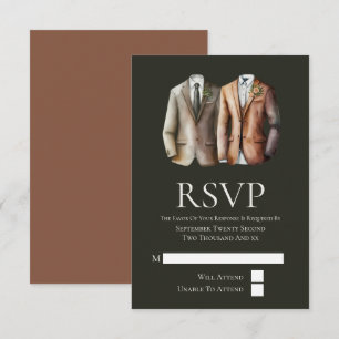 Cartão RSVP Gay Elegante Casamento com dois grupos em naipes c