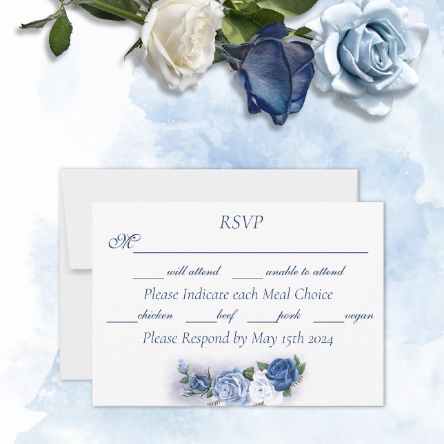 Cartão RSVP Gay Grooms Regency Rosas azuis (Criador carregado)