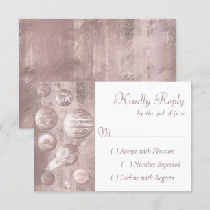 Cartão RSVP Geek Chic Wedding   Rosa de cobre Dourado Shiny