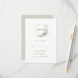 Cartão RSVP Geométrico Eucalyptus Dourado