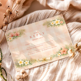 Cartão RSVP Gingham Floral Tropical de Graduação