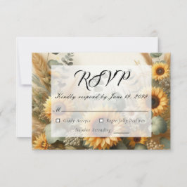Cartão RSVP Girassóis em Flor no Verão Ensolarado