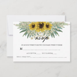 Cartão RSVP Girassol Romântico Aquarela