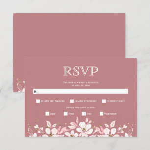 Cartão RSVP Glândula floral branca e rosa poeirento de joias