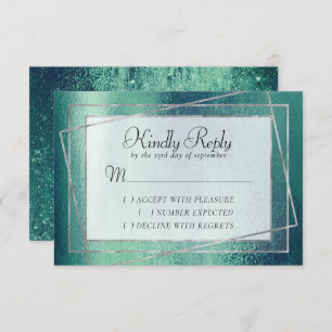 Cartão RSVP Glitzy Foil Faísca Metálica Verde-Seafoam