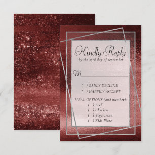 Cartão RSVP Glitzy Foil Farinha de faísca vermelha de Henna