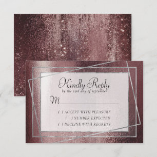 Cartão RSVP Glitzy Foil   Lâmpada Rosa-Rosa-Dourada-Rosa