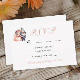 Cartão RSVP Gnomo Caprichoso Casamento Laranjal de Madeira