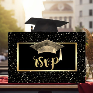 Cartão RSVP Golaço de Graduação, Festa de Formatura com Confet