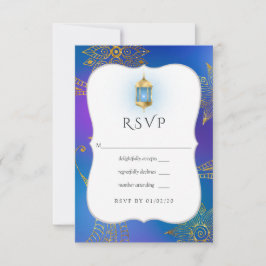 Cartão RSVP Gold Foil Arabian Bollywood Wedding