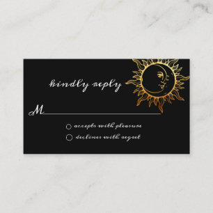 Cartão RSVP Gold Foil Sun e Moon Wedding