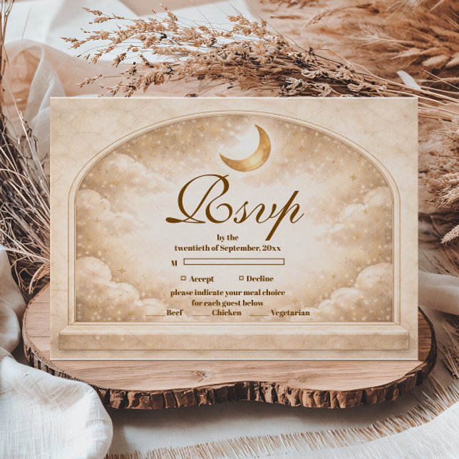 Cartão RSVP Golden Constellation Quinceañera (Criador carregado)