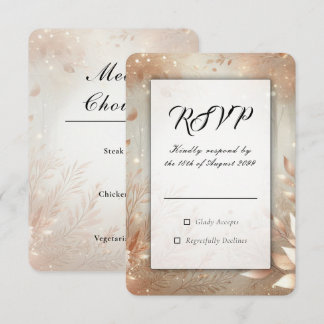 Cartão RSVP Golden Rosewood Enchanted Forest Wedding