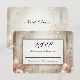 Cartão RSVP Golden Rosewood Enchanted Forest Wedding