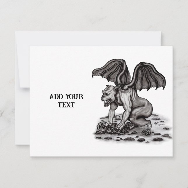 Cartão RSVP Golem Gargoyle (Frente)