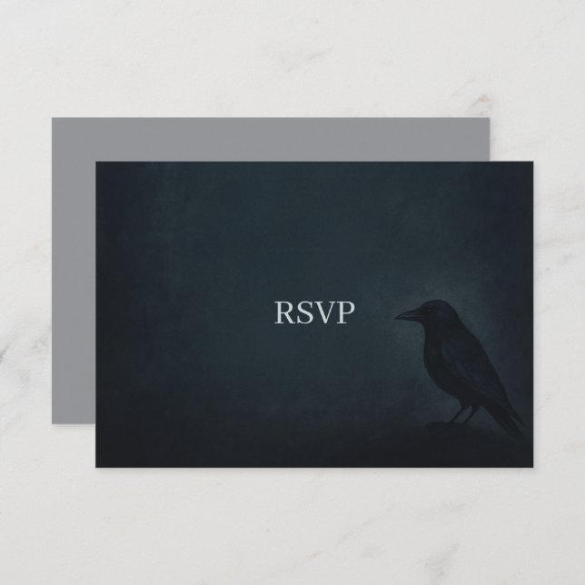 Cartão RSVP Gothic Raven Wedding (Frente/Verso)