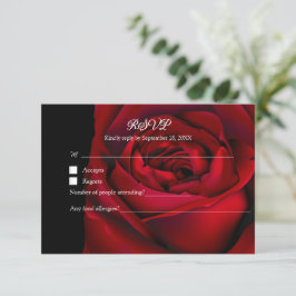 Cartão RSVP Gótico Floral Moody Dark Rosa vermelha Casamento N