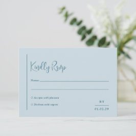 Cartão RSVP Grace Muted Blue Modern Weds