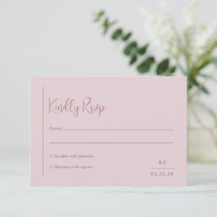 Cartão RSVP Grace Muted Pink Modern Wedding