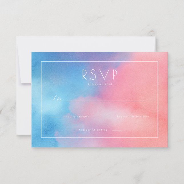 Cartão RSVP Gradiente Pastel Sonhador de Aquarela (Frente)