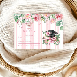 Cartão RSVP Graduação Chic Elegant Pink Floral