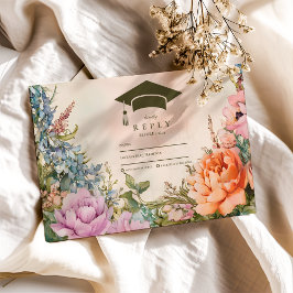Cartão RSVP Graduação de Graduação de Flor Selvagem de Laranja