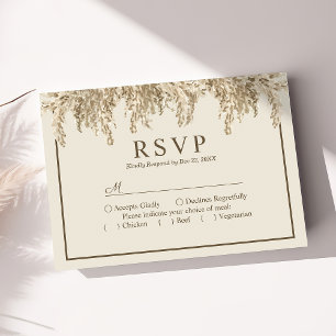 Cartão RSVP Grama das Pampas Terra Boêmia Exótica Casamento
