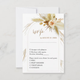 Cartão RSVP Grama das pampas tropical boêmio elegante 