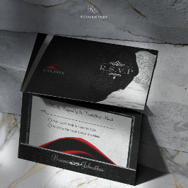 Cartão RSVP Gravata Preta Diamante