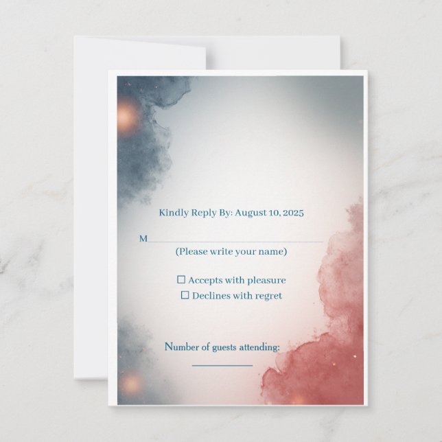 Cartão RSVP  Gray and Rose Outer Space Response Card (Frente)