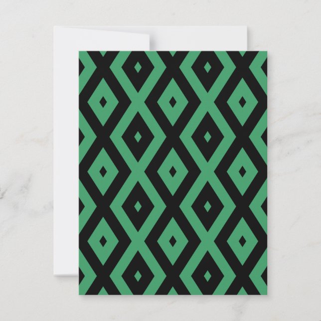 Cartão RSVP Green and black diamond pattern (Frente)