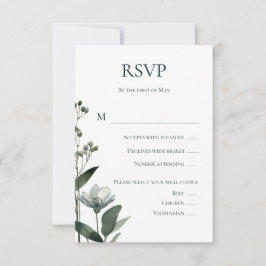 Cartão RSVP Green Floral Botanical Wedding