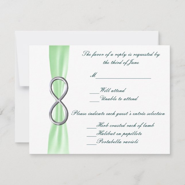Cartão RSVP Green Infinity Wedding Response Card (Frente)