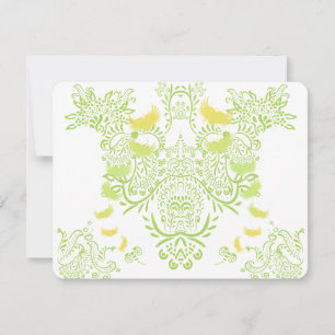 Cartão RSVP Green Yellow Lovebird Wedding