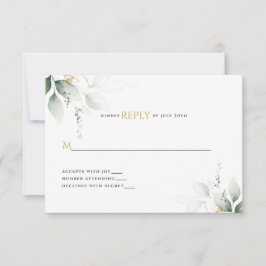 Cartão RSVP Greenery e Dourado Casamento Eucalyptus