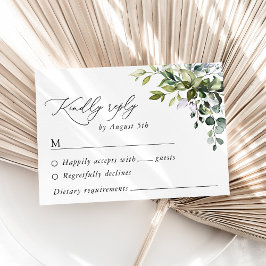 Cartão RSVP Greenery, Eucalyptus Sai, Casamento Botânico
