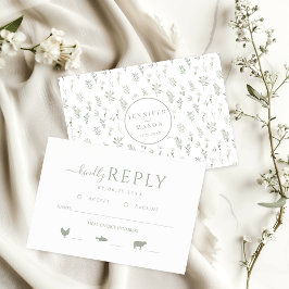 Cartão RSVP Greenery Floral Rustic Weding Kindly Responder