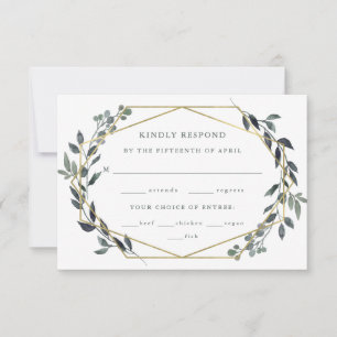Cartão RSVP Greenery Geo Escolha das Refeições de Casamento D