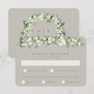 Cartão RSVP Greige Snowberry+Eucalyptus Garland Casamento no i