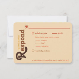 Cartão RSVP Groovy 70s Orange Brown Responde Por Favor Casamen