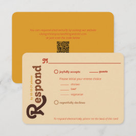Cartão RSVP Groovy 70s Orange Brown Responde Por Favor Casamen