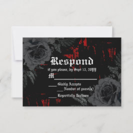 Cartão RSVP Grunge Vermelho Negro Gótico Texturizado | Rosas p