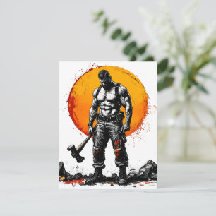 Cartão RSVP guerreiro barbárie fantasia medieval força do humm