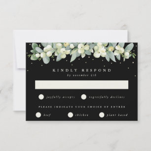 Cartão RSVP Guirlanda de casamento de Arando-preto+Eucalipto