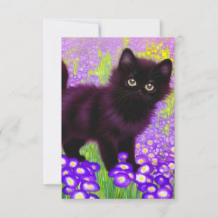 Cartão RSVP Gustav Klimt Black Kitten
