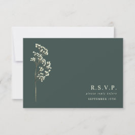 Cartão RSVP Gypsophila Stem Botanical Emerald Wedding