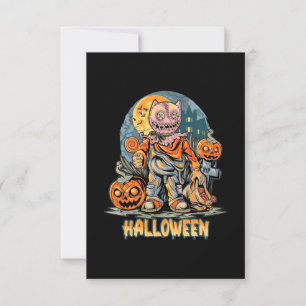 Cartão RSVP Halloween E Cat